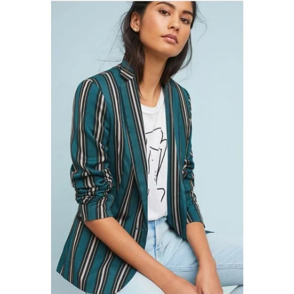 NWOT Scotch & Soda Teal Striped Blazer - Size M